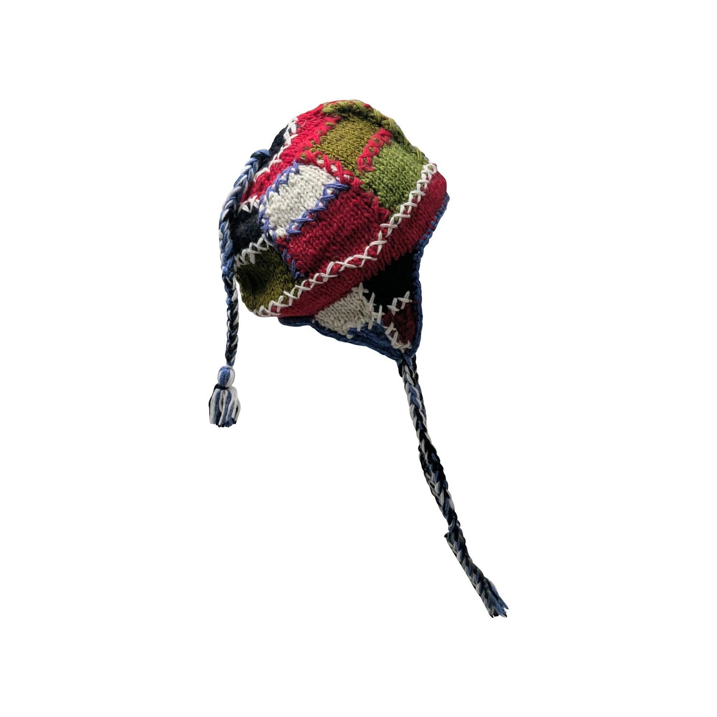 Hand Knit Wool Hat: Unisex Fleece Lined Winter Bobble Tassel - P39