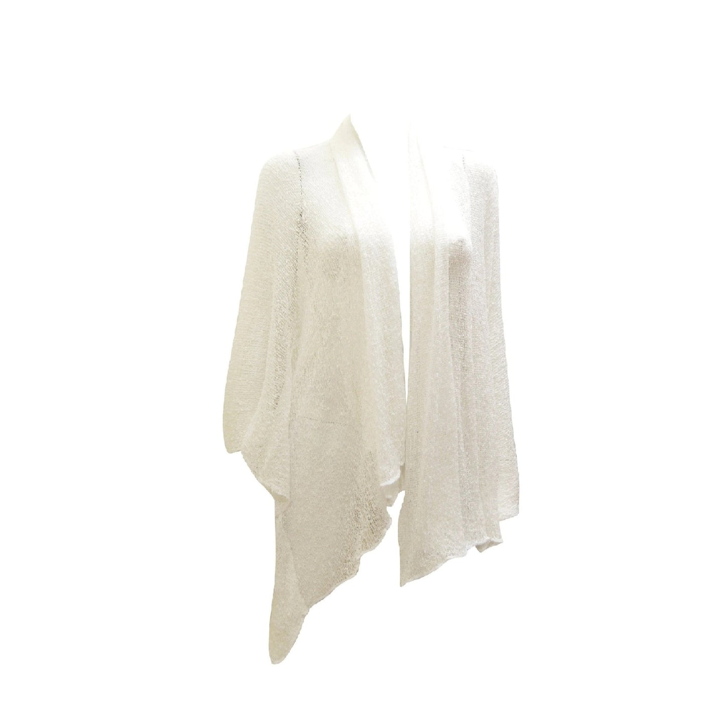 Womens Knit Shrug Boho Crochet Hood Cardigan Long Cover up Top Free Size 14-20 White