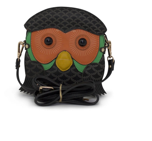 FUNKY FAUX LEATHER OWL HANDBAG RETRO 3D SMALL ANIMAL CROSSBODY BAG NAVY black