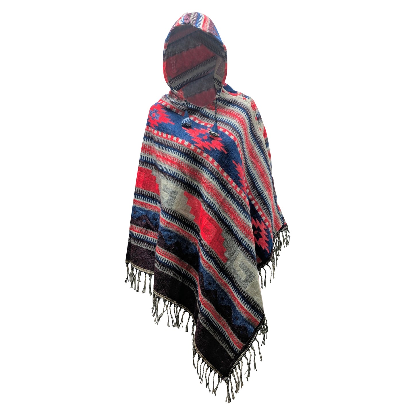 Recycled Poncho Unisex Sustainable Striped Hooded Cape Free Size Up To 32 P2