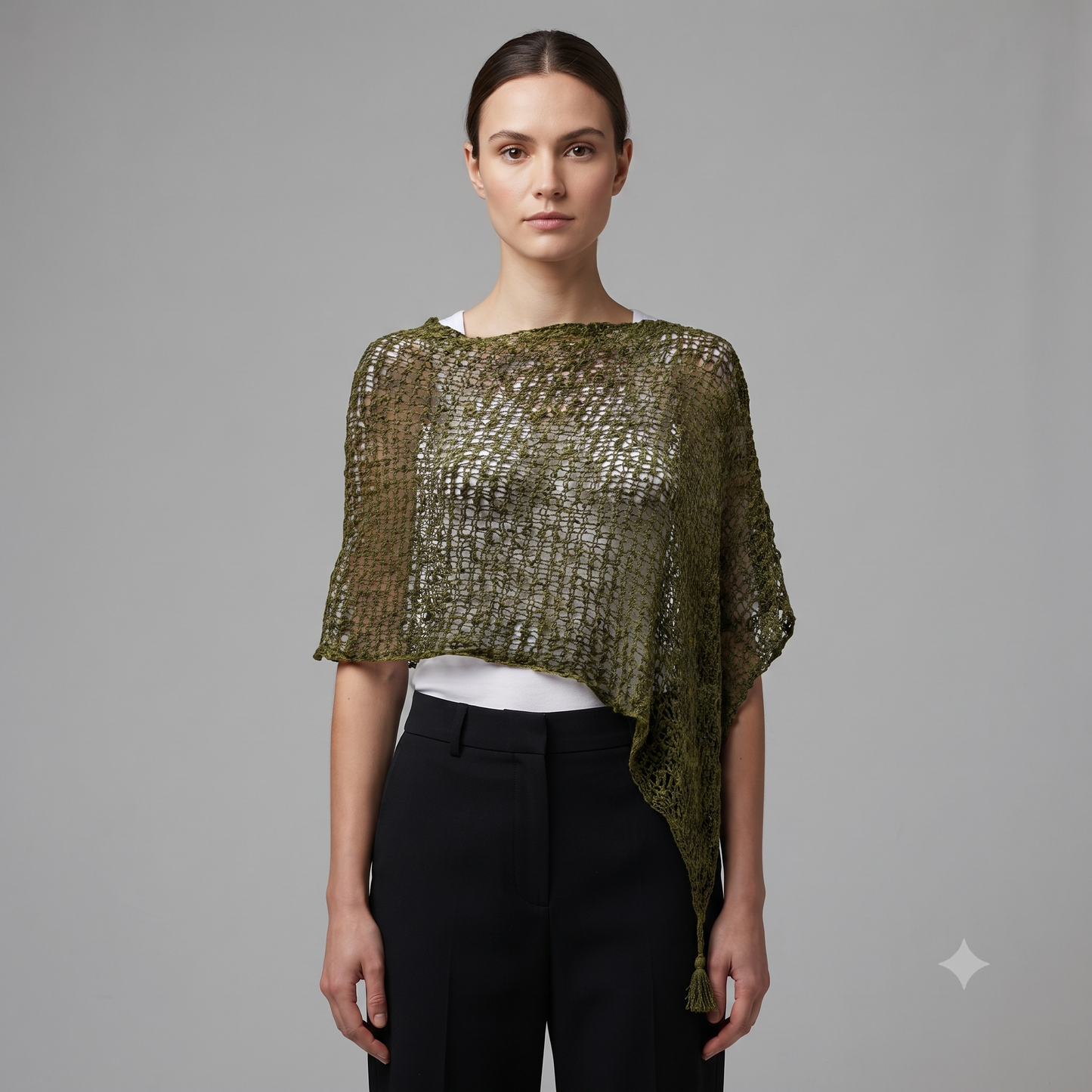 Womens Crochet Poncho Asymmetrical Boho Tassel Shawl Pullover Cover up Free Size 8-20