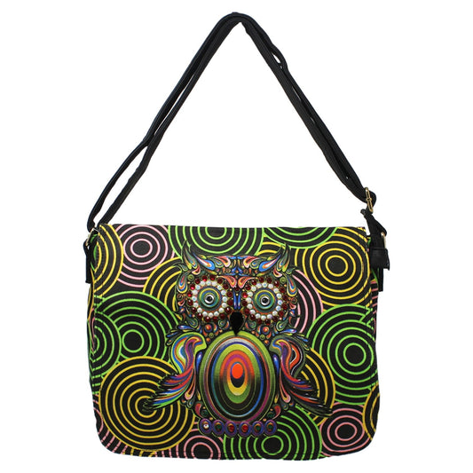 FUNKY FAUX LEATHER OWL PRINTED  RETRO 3D SMALL ANIMAL CROSS BODY BAG