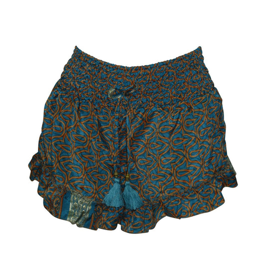 RECYCLED RETRO RUFFLE HEM LOUNGE WEAR LIGHTWEIGHT BEACH SHORTS FREE SIZE UP TO 14 P10