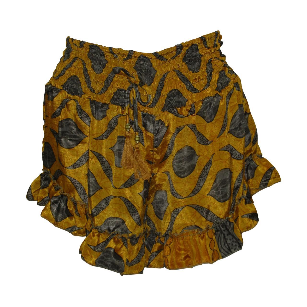 RECYCLED RETRO RUFFLE HEM LOUNGE WEAR LIGHTWEIGHT BEACH SHORTS FREE SIZE UP TO 14 P12