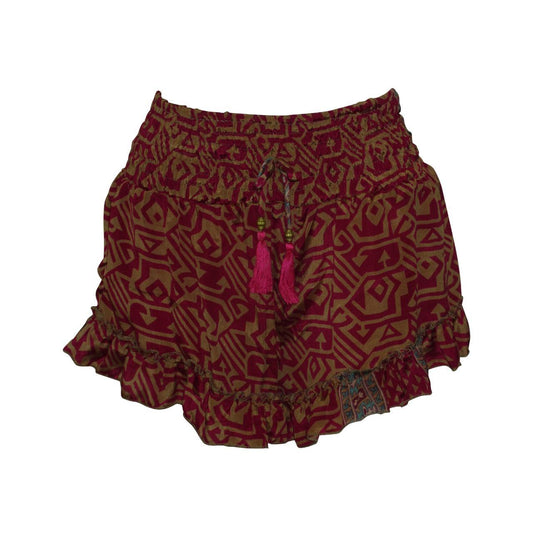 RECYCLED RETRO RUFFLE HEM LOUNGE WEAR LIGHTWEIGHT BEACH SHORTS FREE SIZE UP TO 14 P15