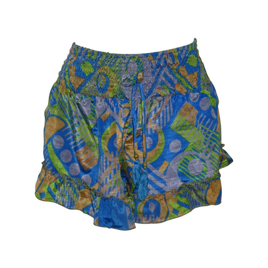 RECYCLED RETRO RUFFLE HEM LOUNGE WEAR LIGHTWEIGHT BEACH SHORTS FREE SIZE UP TO 14 P16