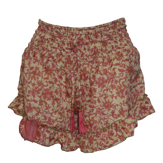 RECYCLED RETRO RUFFLE HEM LOUNGE WEAR LIGHTWEIGHT BEACH SHORTS FREE SIZE UP TO 14 P17