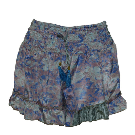 RECYCLED RETRO RUFFLE HEM LOUNGE WEAR LIGHTWEIGHT BEACH SHORTS FREE SIZE UP TO 14 P18