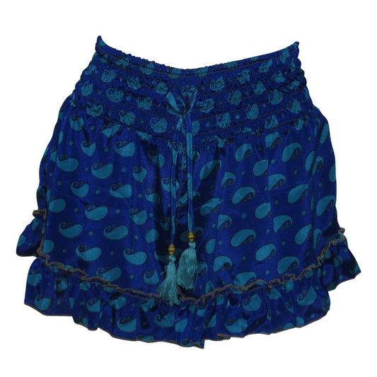 RECYCLED RETRO RUFFLE HEM LOUNGE WEAR LIGHTWEIGHT BEACH SHORTS FREE SIZE UP TO 14 P19