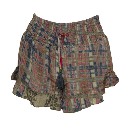 RECYCLED RETRO RUFFLE HEM LOUNGE WEAR LIGHTWEIGHT BEACH SHORTS FREE SIZE UP TO 14 P20