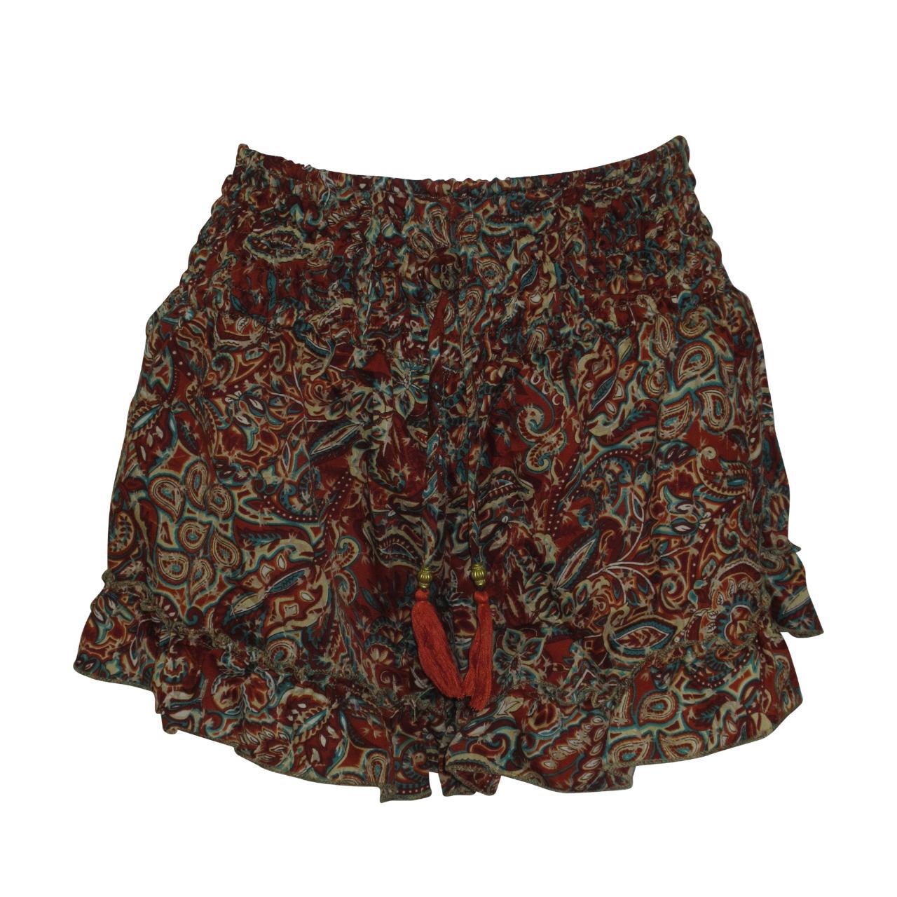 RECYCLED RETRO RUFFLE HEM LOUNGE WEAR LIGHTWEIGHT BEACH SHORTS FREE SIZE UP TO 14 P22
