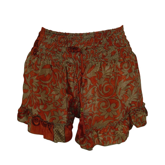 RECYCLED RETRO RUFFLE HEM LOUNGE WEAR LIGHTWEIGHT BEACH SHORTS FREE SIZE UP TO 14 P23