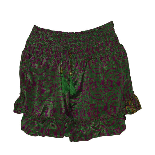 RECYCLED RETRO RUFFLE HEM LOUNGE WEAR LIGHTWEIGHT BEACH SHORTS FREE SIZE UP TO 14 P26