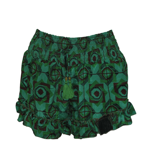 RECYCLED RETRO RUFFLE HEM LOUNGE WEAR LIGHTWEIGHT BEACH SHORTS FREE SIZE UP TO 14 P29