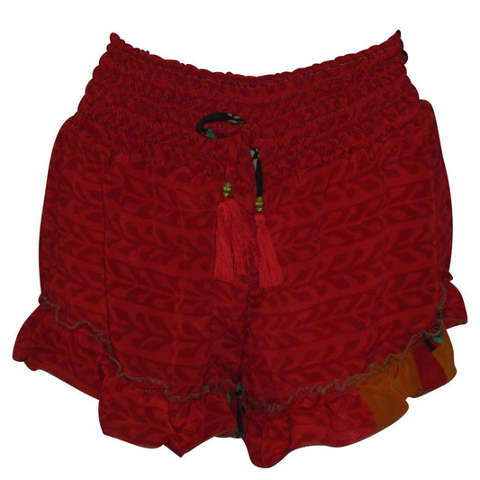 RECYCLED RETRO RUFFLE HEM LOUNGE WEAR LIGHTWEIGHT BEACH SHORTS FREE SIZE UP TO 14 P3