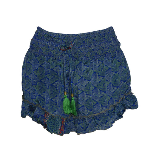 RECYCLED RETRO RUFFLE HEM LOUNGE WEAR LIGHTWEIGHT BEACH SHORTS FREE SIZE UP TO 14 P33
