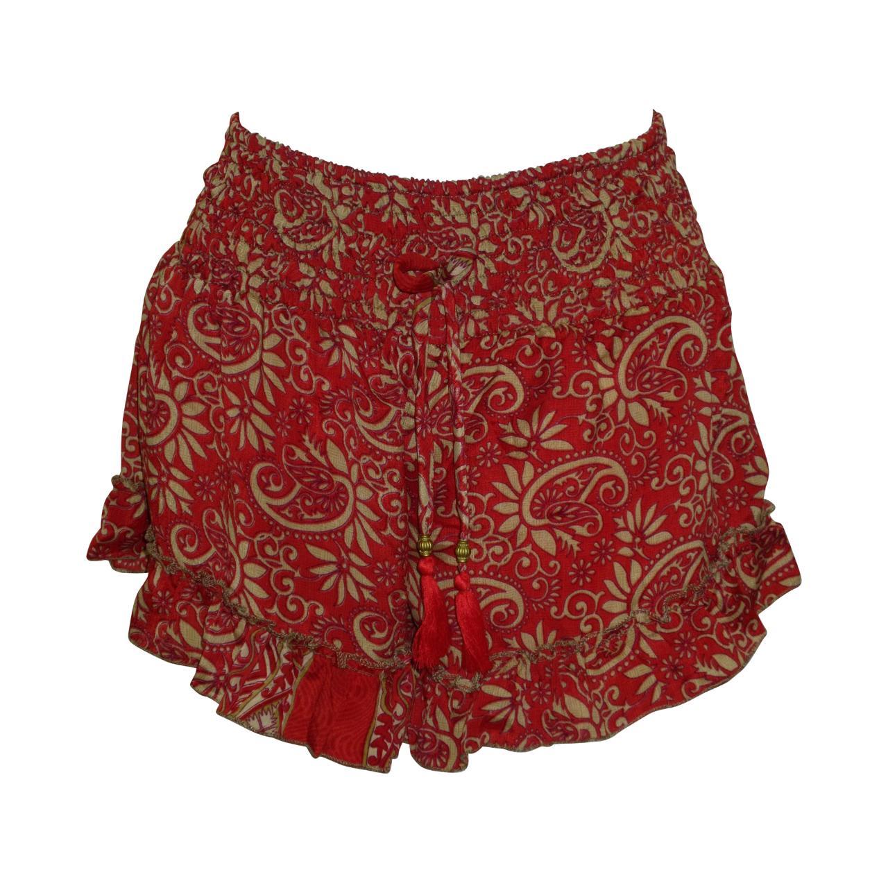 RECYCLED RETRO RUFFLE HEM LOUNGE WEAR LIGHTWEIGHT BEACH SHORTS FREE SIZE UP TO 14 P36