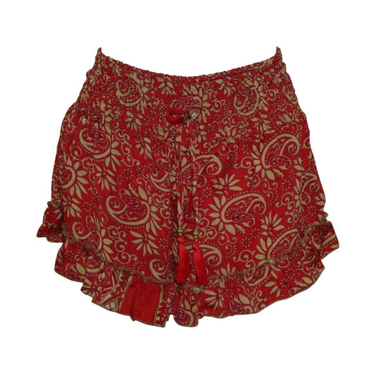 RECYCLED RETRO RUFFLE HEM LOUNGE WEAR LIGHTWEIGHT BEACH SHORTS FREE SIZE UP TO 14 P36