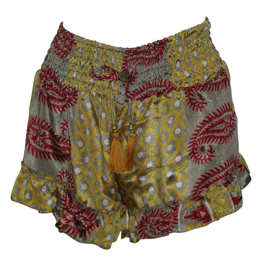 RECYCLED RETRO RUFFLE HEM LOUNGE WEAR LIGHTWEIGHT BEACH SHORTS FREE SIZE UP TO 14 P37