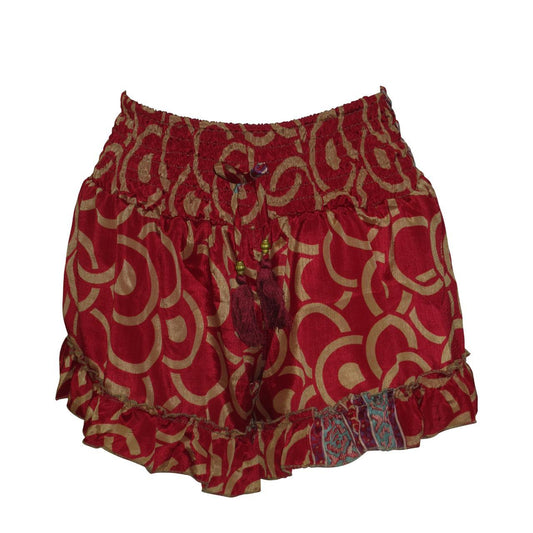 RECYCLED RETRO RUFFLE HEM LOUNGE WEAR LIGHTWEIGHT BEACH SHORTS FREE SIZE UP TO 14 P40