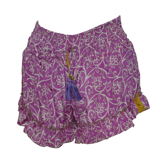 RECYCLED RETRO RUFFLE HEM LOUNGE WEAR LIGHTWEIGHT BEACH SHORTS FREE SIZE UP TO 14 P41