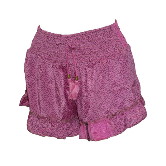 RECYCLED RETRO RUFFLE HEM LOUNGE WEAR LIGHTWEIGHT BEACH SHORTS FREE SIZE UP TO 14 P45