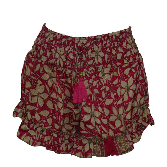 RECYCLED RETRO RUFFLE HEM LOUNGE WEAR LIGHTWEIGHT BEACH SHORTS FREE SIZE UP TO 14 P47