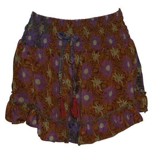 RECYCLED RETRO RUFFLE HEM LOUNGE WEAR LIGHTWEIGHT BEACH SHORTS FREE SIZE UP TO 14 P5