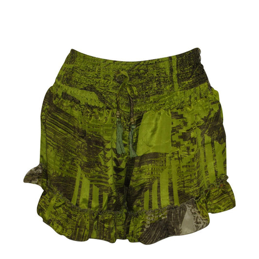 RECYCLED RETRO RUFFLE HEM LOUNGE WEAR LIGHTWEIGHT BEACH SHORTS FREE SIZE UP TO 14 P52