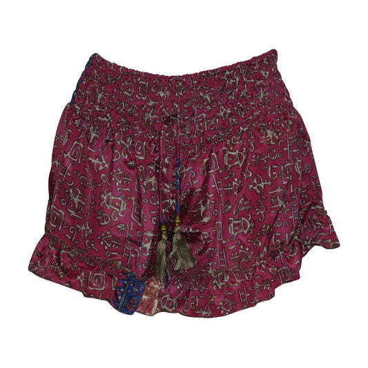 RECYCLED RETRO RUFFLE HEM LOUNGE WEAR LIGHTWEIGHT BEACH SHORTS FREE SIZE UP TO 14 P54