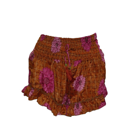 RECYCLED RETRO RUFFLE HEM LOUNGE WEAR LIGHTWEIGHT BEACH SHORTS FREE SIZE UP TO 14 P55
