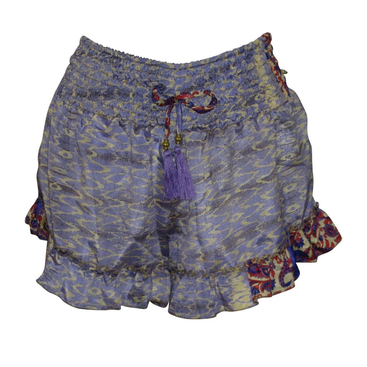 RECYCLED RETRO RUFFLE HEM LOUNGE WEAR LIGHTWEIGHT BEACH SHORTS FREE SIZE UP TO 14 P56