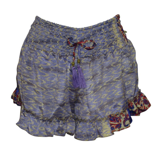 RECYCLED RETRO RUFFLE HEM LOUNGE WEAR LIGHTWEIGHT BEACH SHORTS FREE SIZE UP TO 14 P56