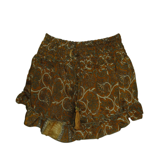 RECYCLED RETRO RUFFLE HEM LOUNGE WEAR LIGHTWEIGHT BEACH SHORTS FREE SIZE UP TO 14 P58