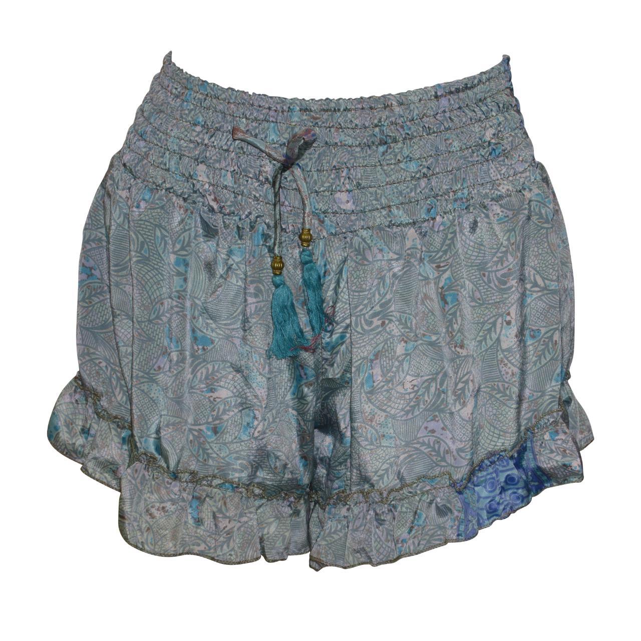 RECYCLED RETRO RUFFLE HEM LOUNGE WEAR LIGHTWEIGHT BEACH SHORTS FREE SIZE UP TO 14 P60