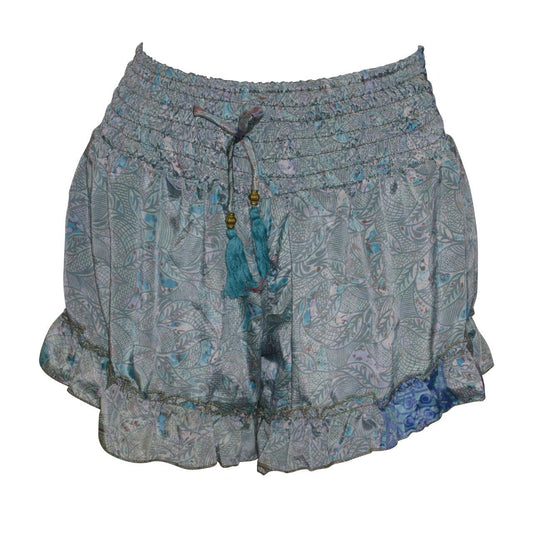 RECYCLED RETRO RUFFLE HEM LOUNGE WEAR LIGHTWEIGHT BEACH SHORTS FREE SIZE UP TO 14 P60