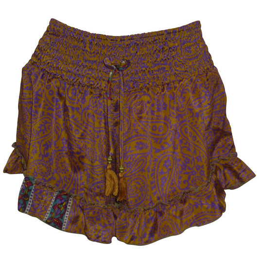RECYCLED RETRO RUFFLE HEM LOUNGE WEAR LIGHTWEIGHT BEACH SHORTS FREE SIZE UP TO 14 P61