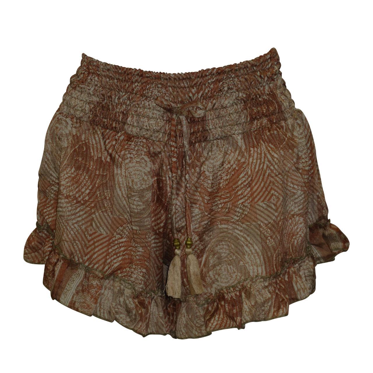 RECYCLED RETRO RUFFLE HEM LOUNGE WEAR LIGHTWEIGHT BEACH SHORTS FREE SIZE UP TO 14 P7