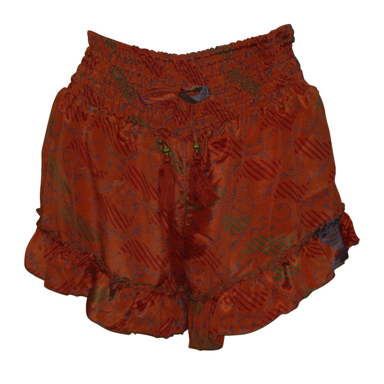 RECYCLED RETRO RUFFLE HEM LOUNGE WEAR LIGHTWEIGHT BEACH SHORTS FREE SIZE UP TO 14 P8