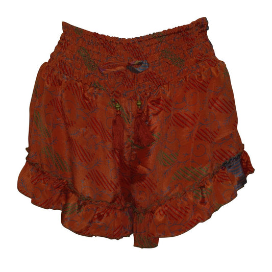 RECYCLED RETRO RUFFLE HEM LOUNGE WEAR LIGHTWEIGHT BEACH SHORTS FREE SIZE UP TO 14 P8