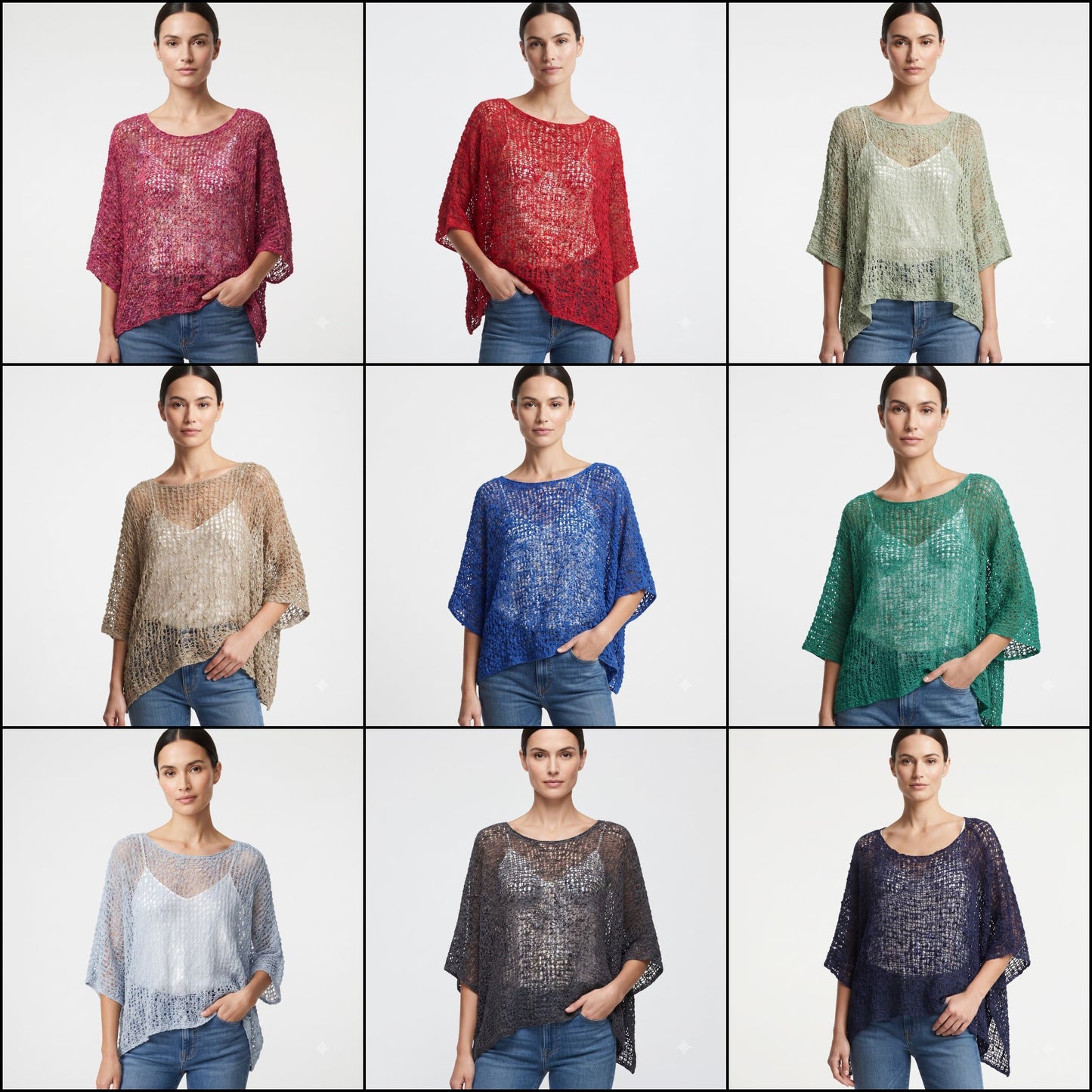 Womens Crochet Oversized Knit Top Batwing Boho Cover up Free Size 8-20