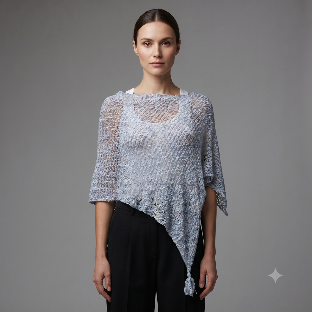 Womens Crochet Poncho Asymmetrical Boho Tassel Shawl Pullover Cover up Free Size 8-20