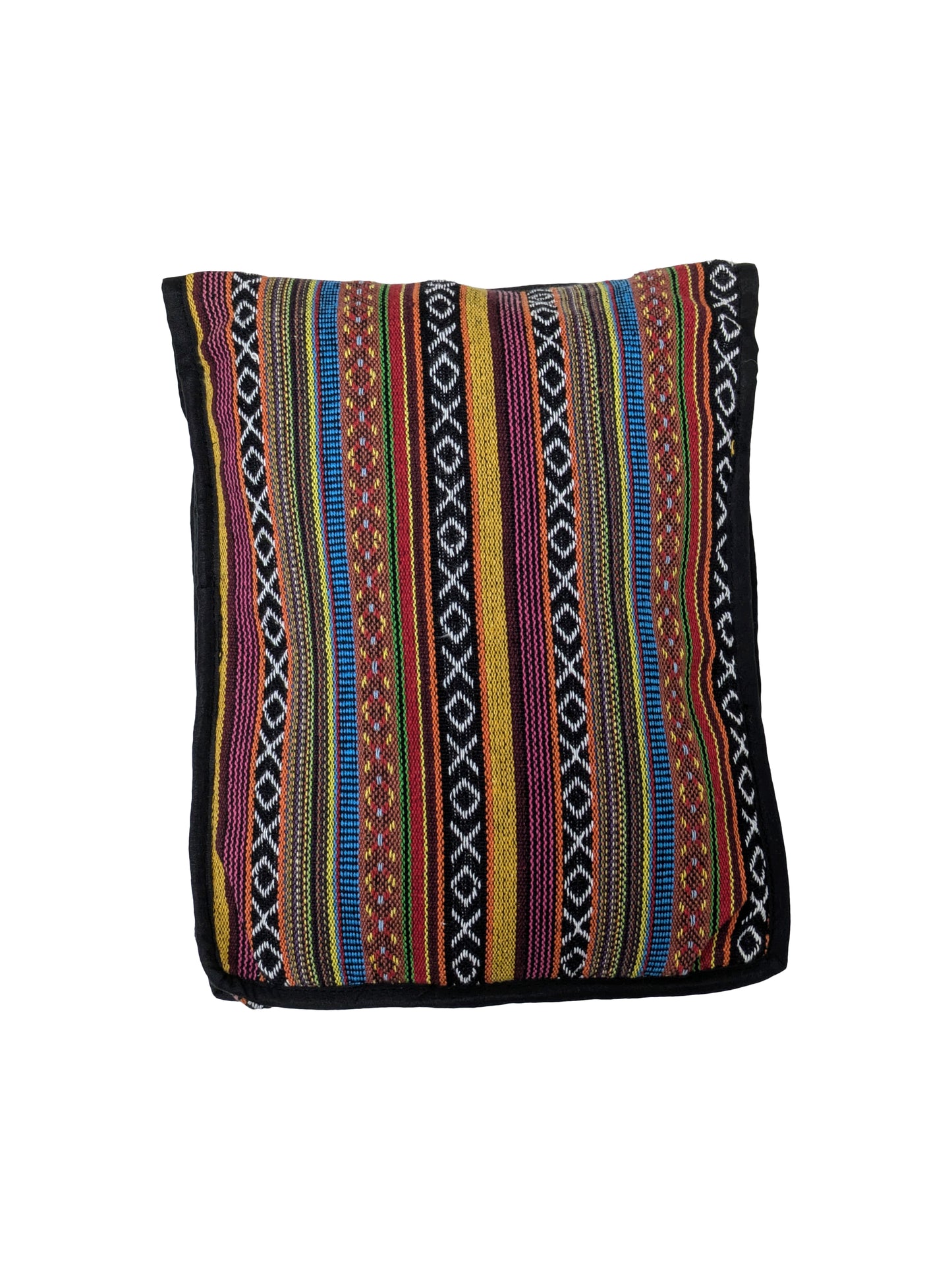 Women's Ladies Hemp Embroidered Aztec Print Honeybee Messenger Bag Front Zip Detail P1