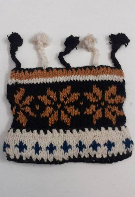 HANDMADE WOOL KNIT WARM WINTER BEANIE MULTI TASSELS BOHO FLEECE LINED HAT P402