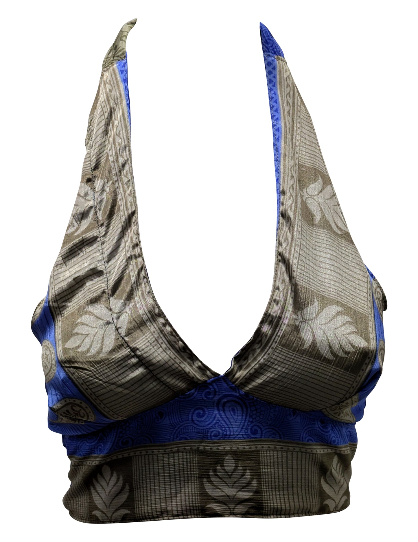Recycled Reversible Retro Crop Top Boho Festival Halterneck Bralette One Size P175