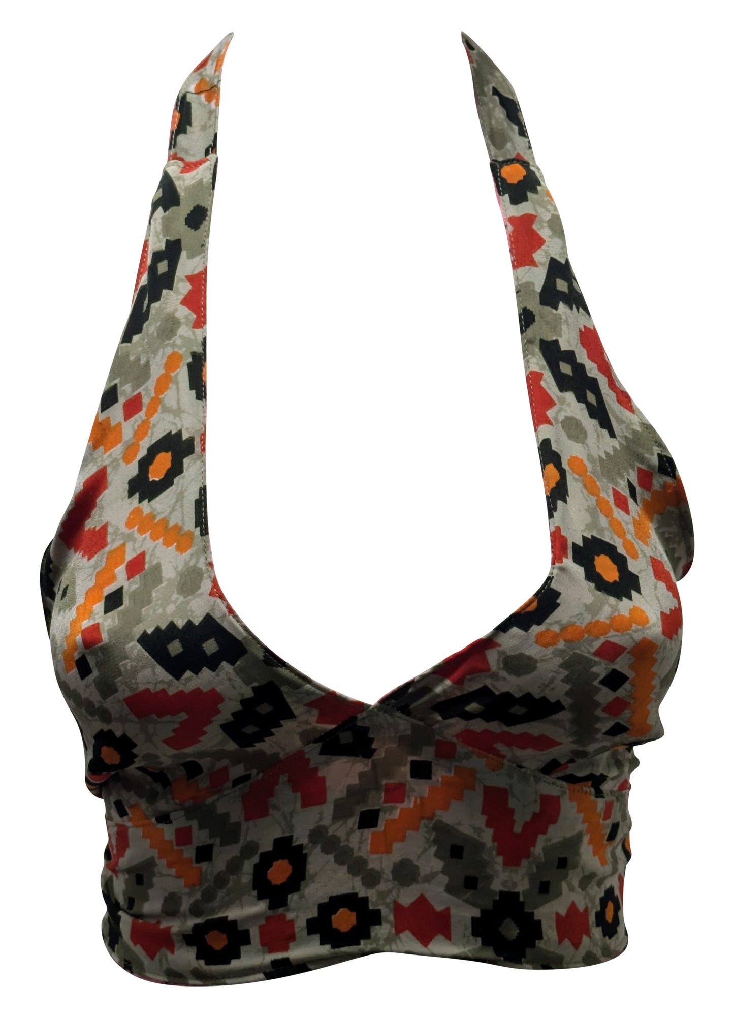 Recycled Reversible Retro Crop Top Boho Festival Halterneck Bralette One Size P176