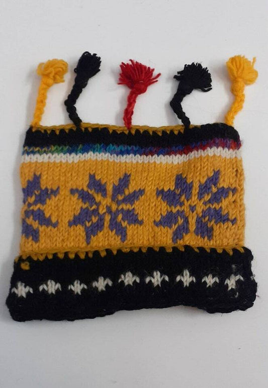 HANDMADE WOOL KNIT WARM WINTER BEANIE MULTI TASSELS BOHO FLEECE LINED HAT P411