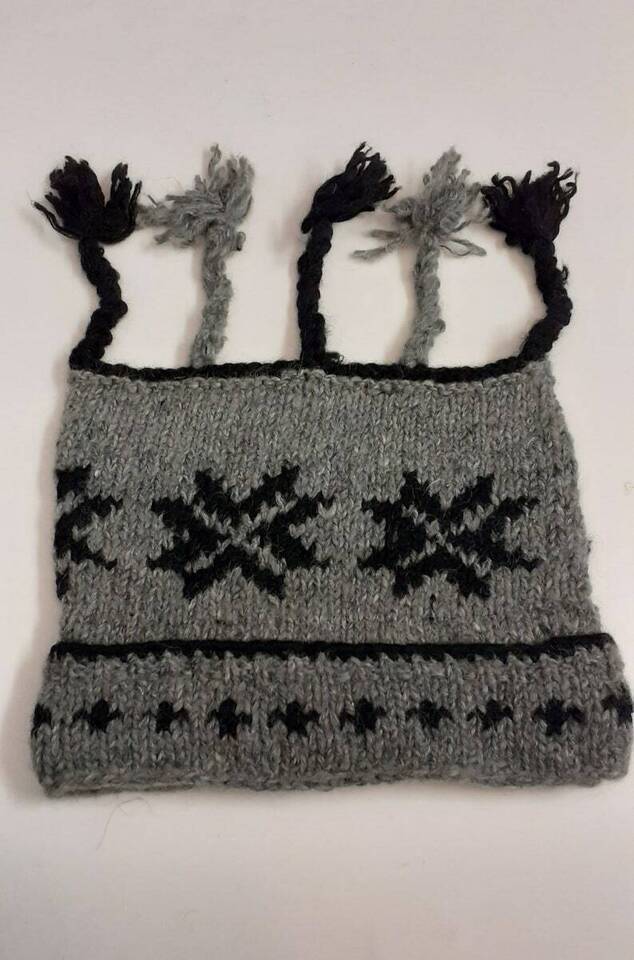 HANDMADE WOOL KNIT WARM WINTER BEANIE MULTI TASSELS BOHO FLEECE LINED HAT P413