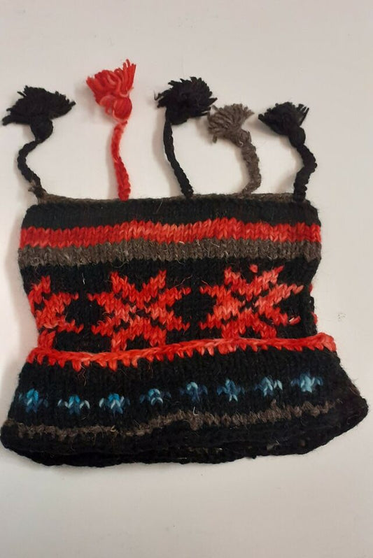 HANDMADE WOOL KNIT WARM WINTER BEANIE MULTI TASSELS BOHO FLEECE LINED HAT P414