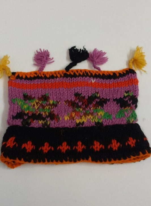 HANDMADE WOOL KNIT WARM WINTER BEANIE MULTI TASSELS BOHO FLEECE LINED HAT P419